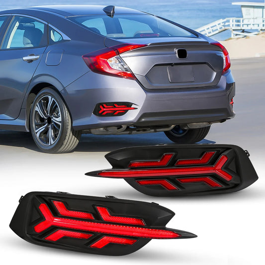 For Honda Civic 2016 2017 2018 2019 2020 LED Rear Bumper Reflector Light Brake Running Dynamic Turn Signal Car Accessories 12V