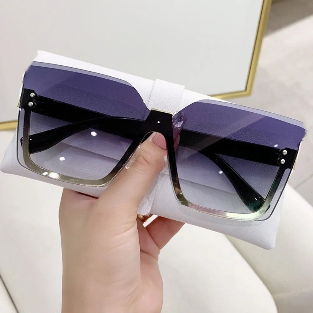 Half-frame Metal Sunglasses Fashion Slim Women's Sunglasses Anti-uv Glasses