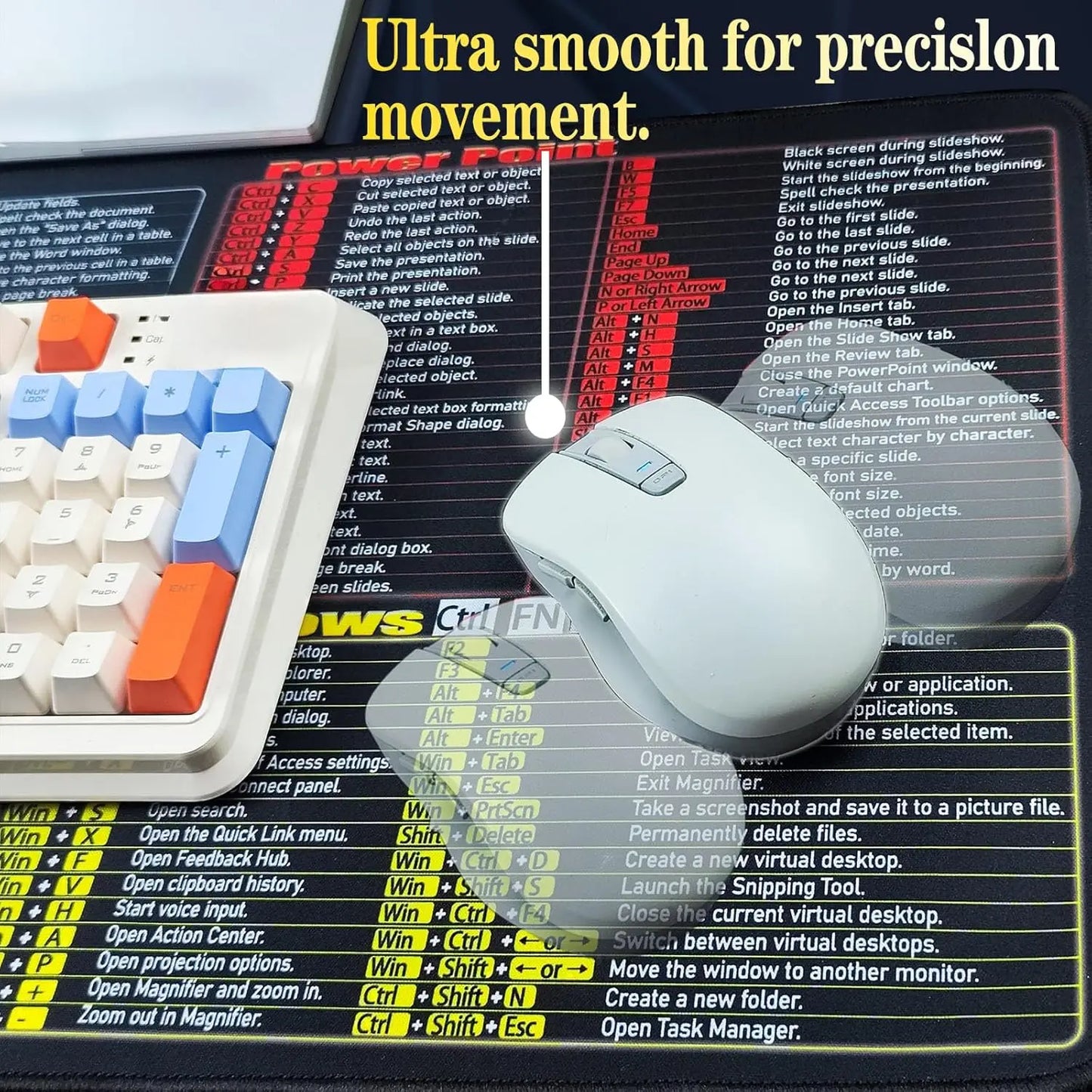 Windows/Word/Power Point/ Excel Mouse pad, Non-Slip Large Office pc Desk mat Keyboard Shortcuts Mouse Mat