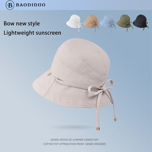 8761Summer outdoor travel sunshade hat all senior sense big head basin hat show face small bow fisherman hat