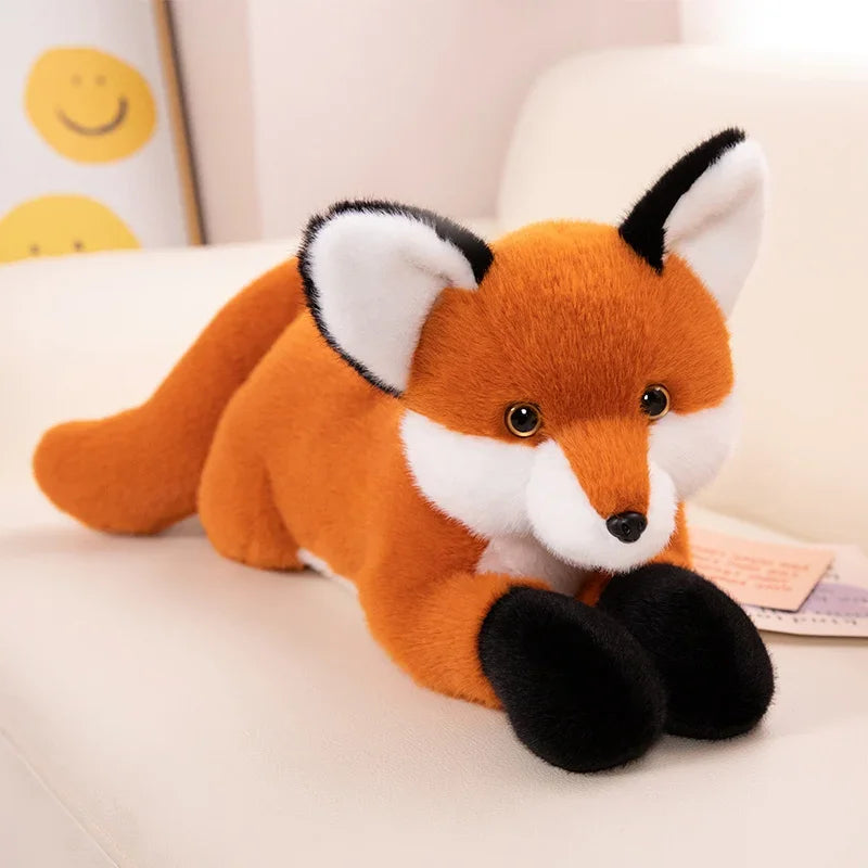 Realistic Furry Fox Plush Toys Soft Stuffed Long Tail White Red Fox Doll Huggable Pillow For Children Birthday Christmas Gift