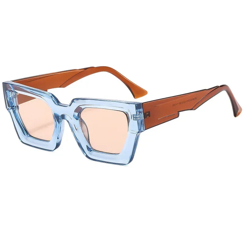 JNPCXI New Square Men Fashion Double Color Outdoor Sunglasses Retro Gray Lens UV400 Women Trending Sun Glasses