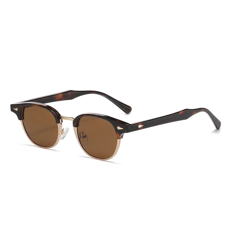 JNPCXI New Retro Classic Semi-Metal Oval Women Sunglasses Fashion Punk Men Rivets Shades UV400 Sun Glasses