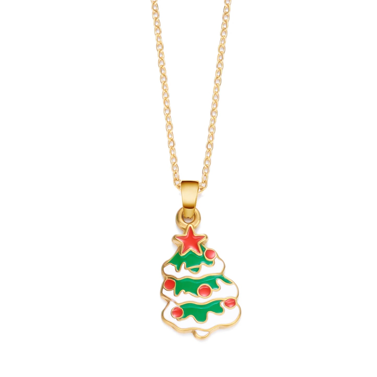 Stainless Steel Colorful Drip Oil Christmas Tree Snowman Pendant Necklace For Women Y2k Fashion Neck Chain Jewelry New Year Gift