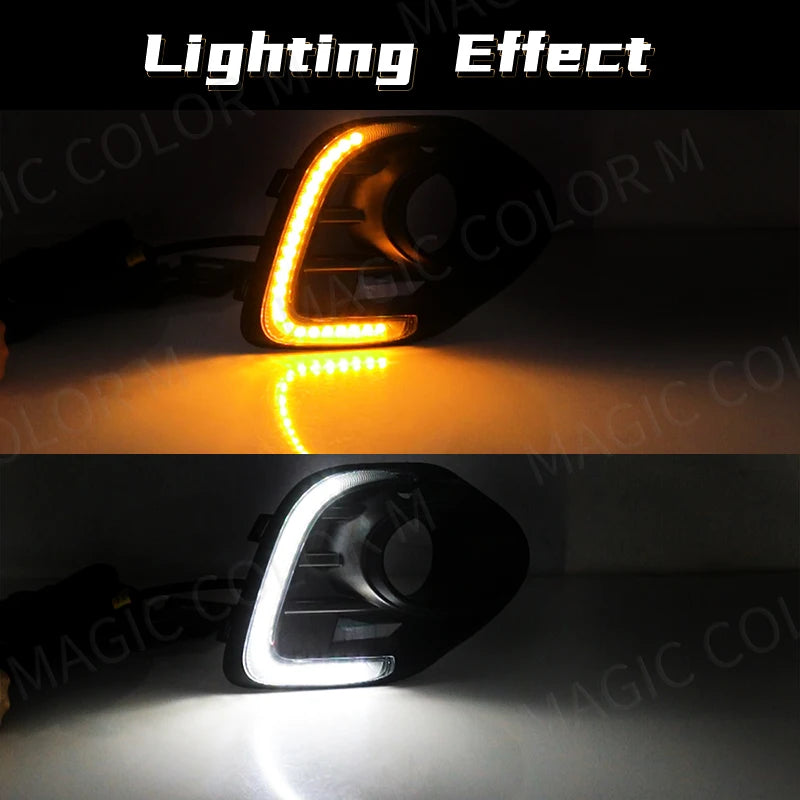 For Mitsubishi Lancer 2015 2016 2017 LED Daytime Running Light DRL Turn Signal Daylight Waterproof Fog Head Lamp Car Accessories