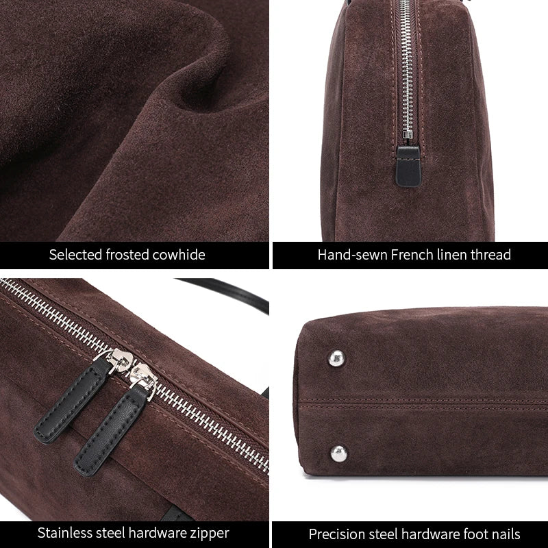 New 2026 winter Women's suede leather bag Fashion Genuine Leather Crossbody Bag female Luxury Square Furry Shoulder Handbags