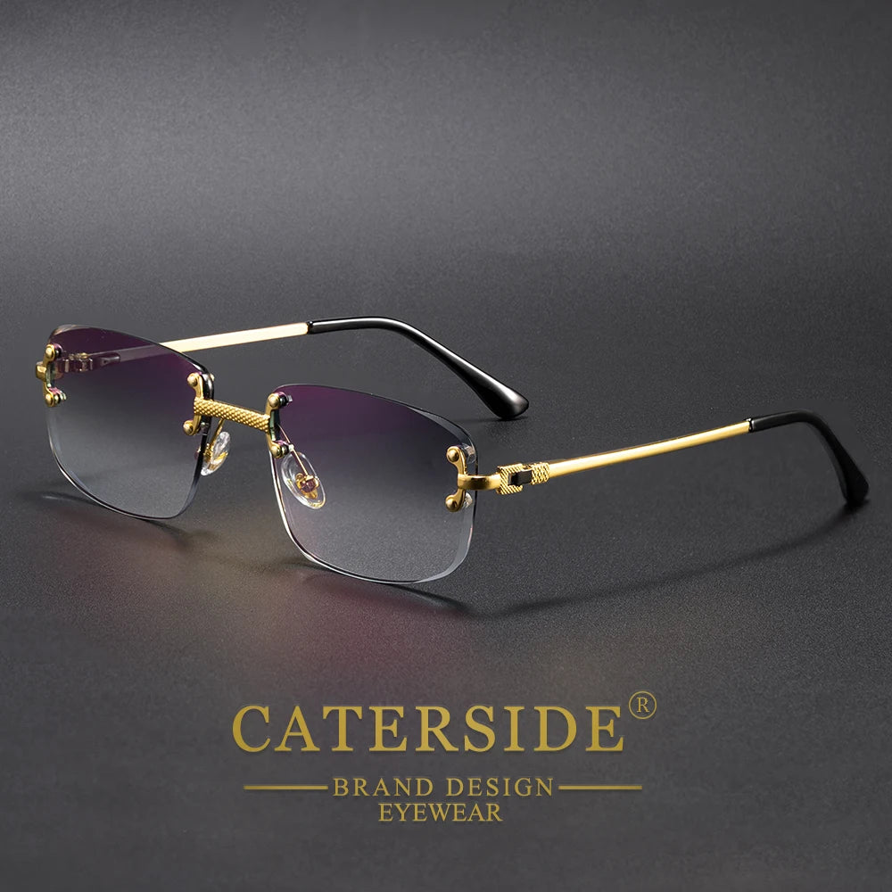 CATERSIDE Fashion Frameless Sunglasses Men Women Luxurious Outdoor Party Sun Glasses Metal Frame Mirror Gradient Lens Eyewear