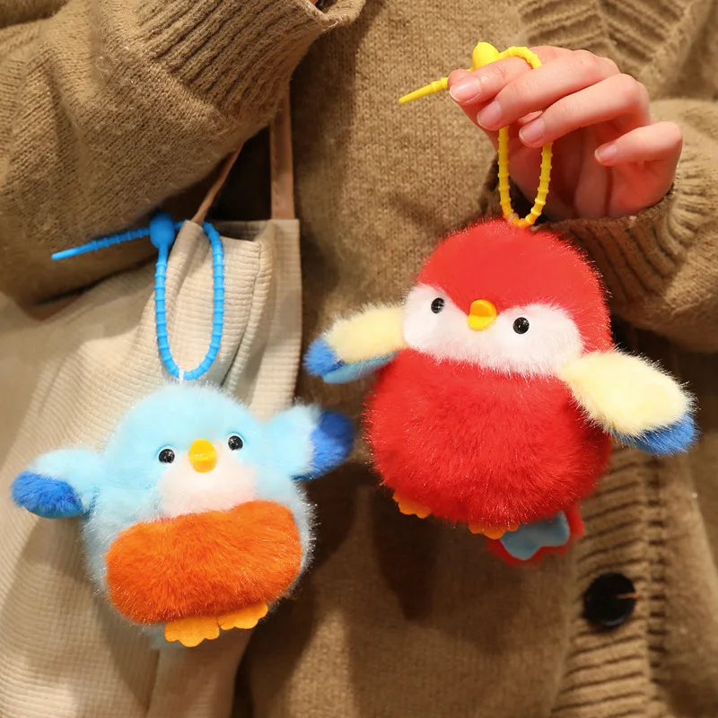 Cartoon Chirping Birds Plush Toys Keychain Simulation Bird Stuffed Soft Animal Doll Kawaii Bag Pendant Cute Girl Kawaii Gifts
