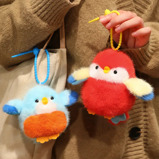 Cartoon Chirping Birds Plush Toys Keychain Simulation Bird Stuffed Soft Animal Doll Kawaii Bag Pendant Cute Girl Kawaii Gifts