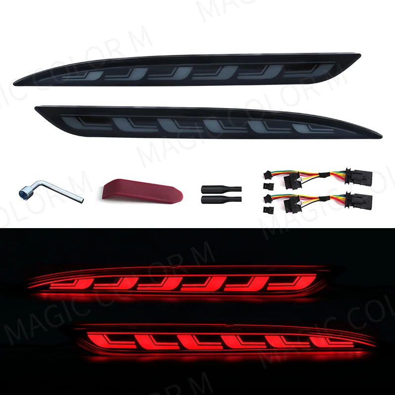 For Tesla Model 3 Model Y 2017 2018 2019 2020 2021 2022 Led Rear Bumper Reflector 3 Functions Brake Light Dynamic Turn Signal
