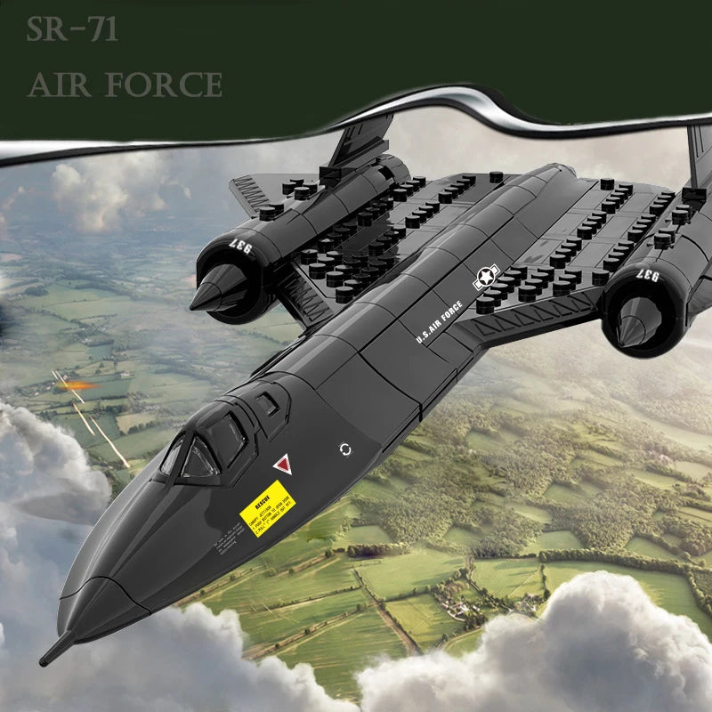 183pcs US Air Force SR-71 Blackbird Airplane Fighter Assembling Building Blocks