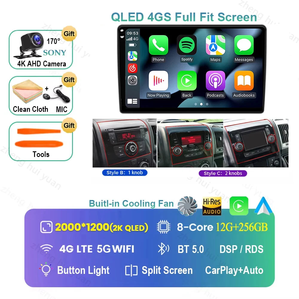 Android 16 Car Radio For Fiat Ducato 2005 2006 - 2023 Citroen Jumper Peugeot Boxer 2011-2015 Auto Carplay 2 din Autoradio 4G RDS