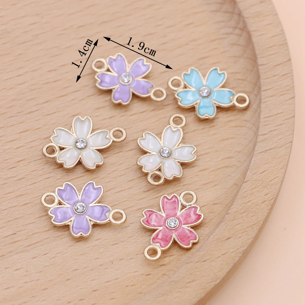 20Pcs Mix Lot Gold Plated Enamel Sakura Flower Charms for Jewelry Making Necklace Bracelet Earrings DIY Handmade Craft 19x14mm