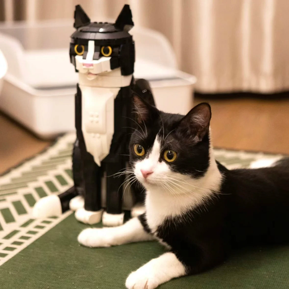 Cat Building Blocks Bricks Creative Cartoon Animal Assembly Educational Puzzle