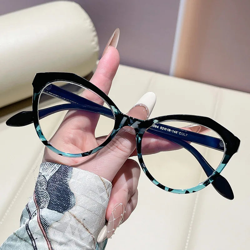 JNPCXI Retro Cat Eye Prescription Glasses Men Anti Blue Light Myopia/Hyperopia/Progressive Optical Eyeglass Frame Women Eyewear