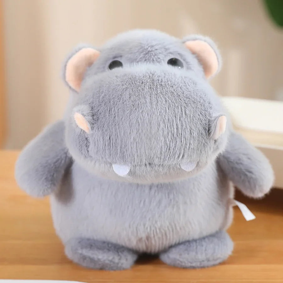 Hot Cute Fluffy Hippo Plush Toy Soft Stuffed Cartoon Hippopotamus Animal Doll Home Decoration Baby Kids Birthday Christmas Gifts