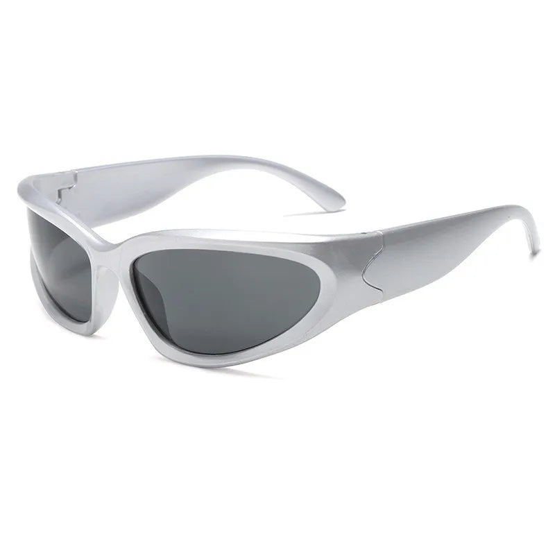 Unisex Y2K Cyberpunk Cool Black Silver Sunglasses for Men Women Stylish Future Science Polarised Lens Cycling Eyewear