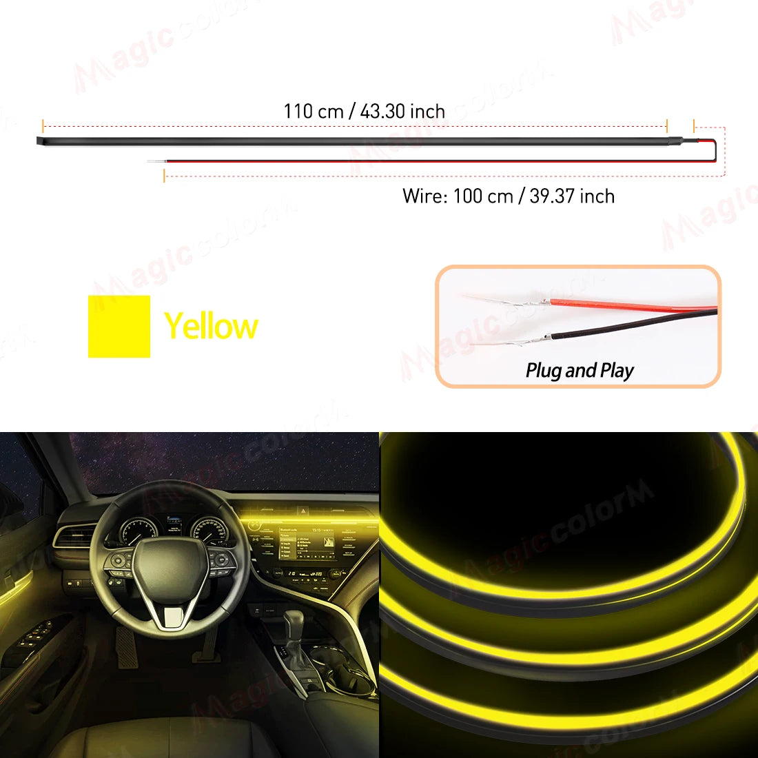 Car LED Ambient Light Car Interior Decorative Lamp For Universal DIY Flexible Hidden Cuttable Acrylic Strip High Density Colour