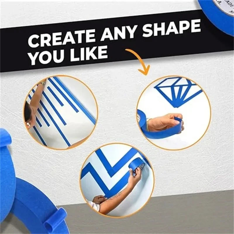3Rolls 20m/Roll Paint Tape Multi-Surface Masking Easy Removal Paint Tape Security Wall Painting Crafts Art Construction Home