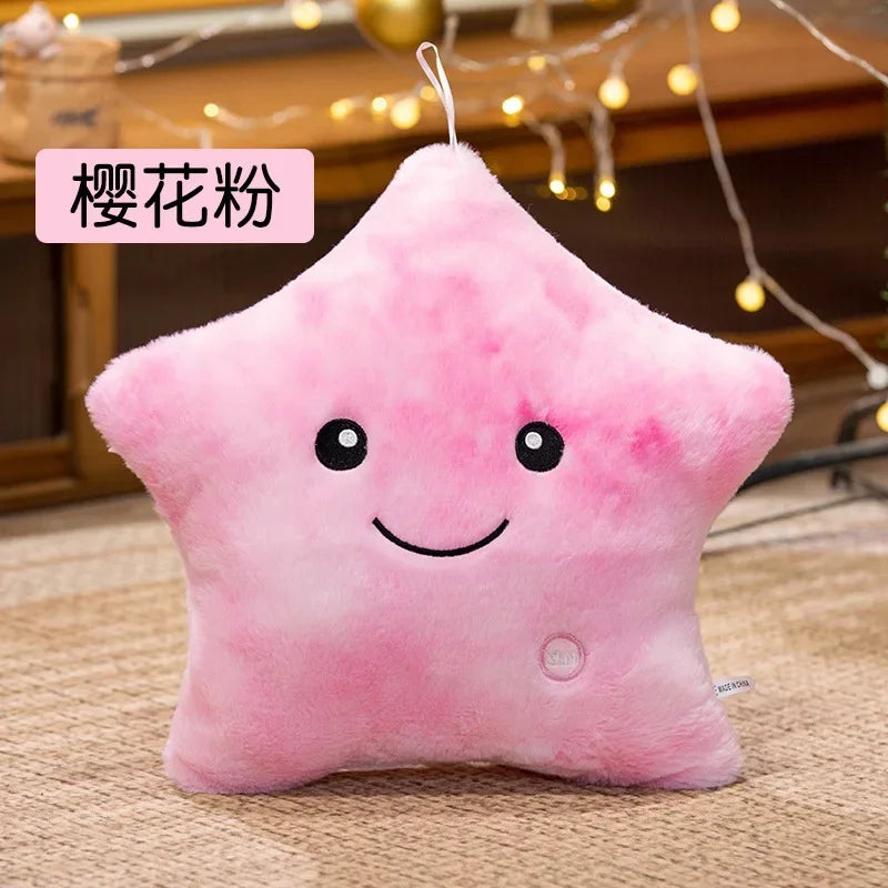 Tie-Dye Rabbit Fur luminous Star Plush Toys Cartoon Lovely Colouful Shiny Star Stuffed Dolls Soft Homedecor Sleeping Pillow