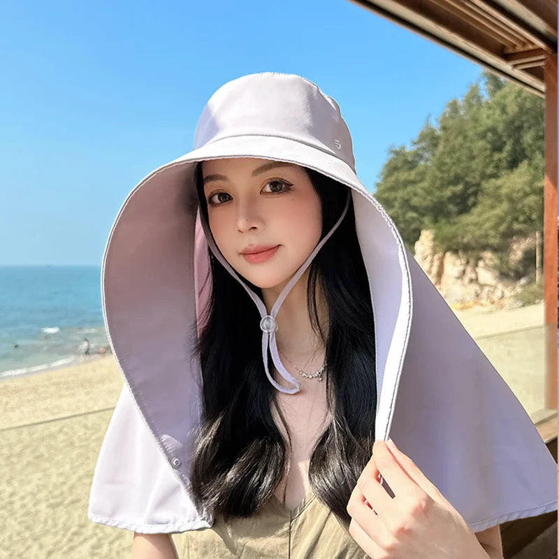 8517New shawl neck protective sunshade hat children summer outdoor riding face sunscreen fisherman hat