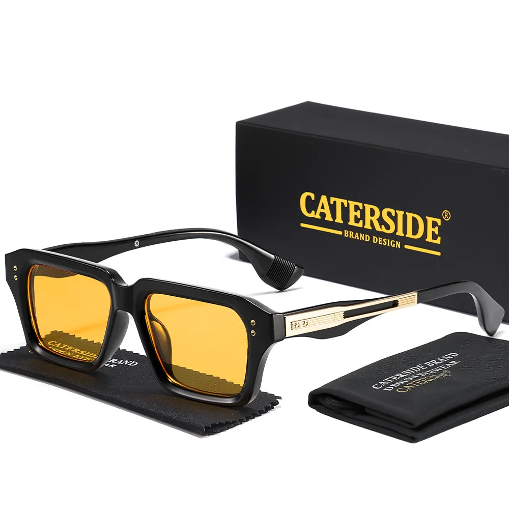 CATERSIDE Retro Men's Sunglasses Unique Temple Design Luxurious Sun Glasses Women Thick Frame Travel Parties UV400 Eyeglasses