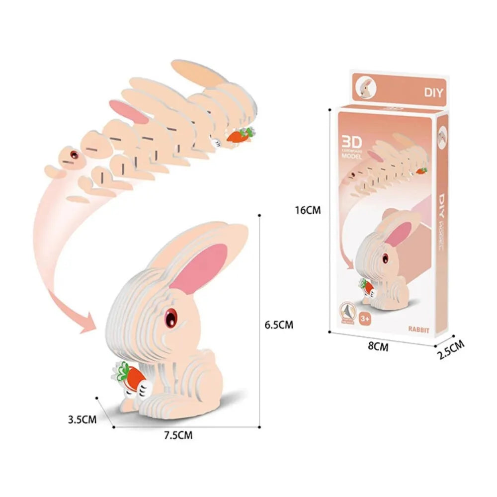 3D Jigsaw Puzzle For Kids Paper Unicorn Rabbit Funny DIY Toy Educational Montessori Manual Assembly