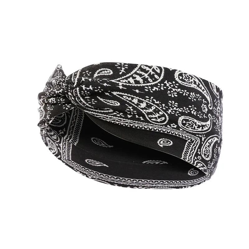 A Paisley Cashew flowers hair bands Pilates Elastic Yoga Headband fitness Running Cycling Sweatband Turban Makeup Hair Hoop Makeup