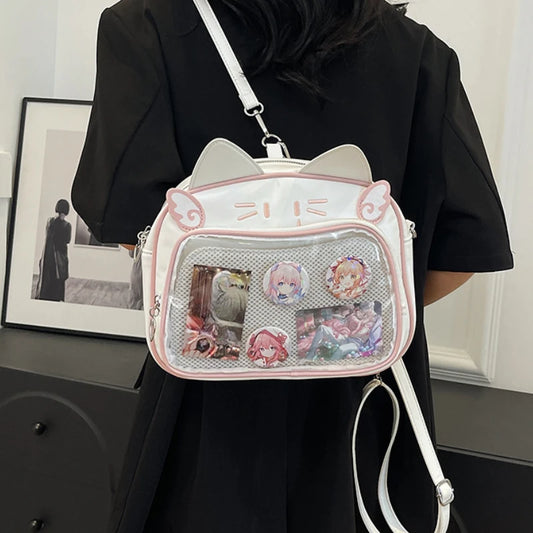 Y2K Japanese Kawaii Cat Ita Bag 2026 New Fashion Ita Backpacks Cute Girls Transparent Shoulder Crossbody Bags JK School Bags
