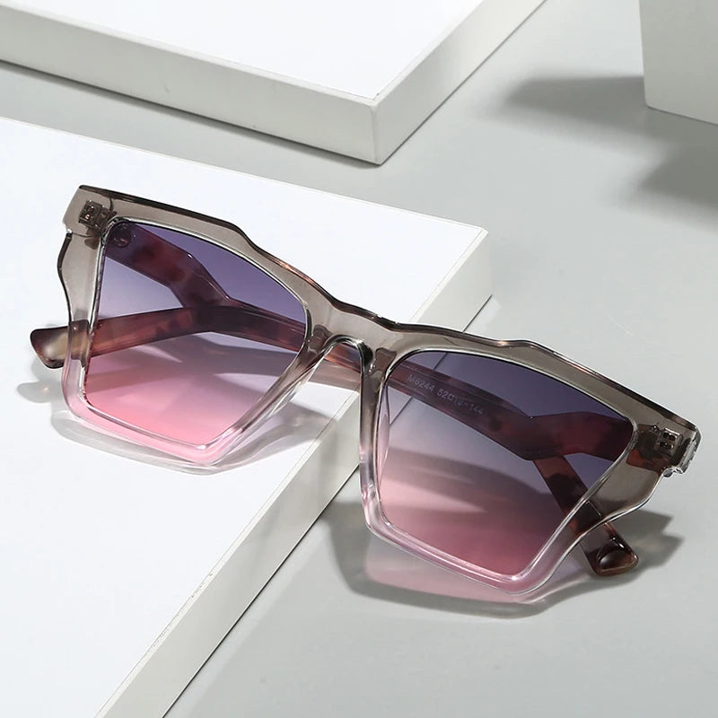 JNPCXI New Square Luxury Women Sunglasses UV400 Leopard Print Gradient Shades Men Sun Glasses