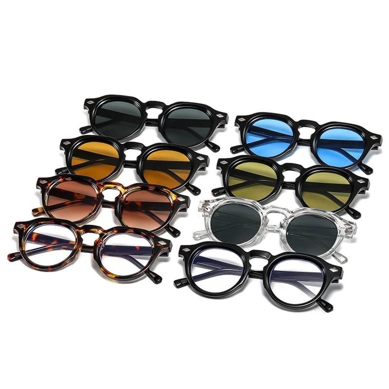 JNPCXI New Fashion Round Sunglasses Women Punk Leopard Gradient Shades Men Trending Rivets Sun Glasses UV400