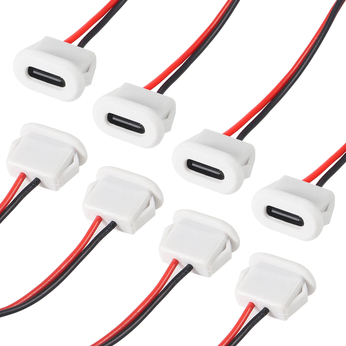 5pcs Type-C Female Chassis Waterproof 2P Wire Type USB C Pigtail Cable Extension Power Cable USB-C Plug to 2 Pin Bare Wire Open