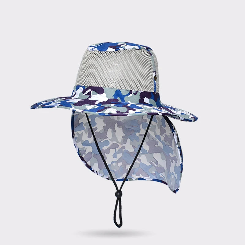 Xinbaoguan 100% Polyester 9227 New Summer Outdoor Men's Sun Protection and Sunshade Large Brim Shawl Fishing Hat