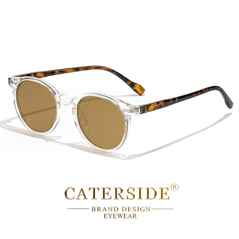 CATERSIDE Retro Polarized Round Sunglasses Men TR90 / Acetate Vintage Sun Glasses Women Punk Driving Travel Lunette De Soleil
