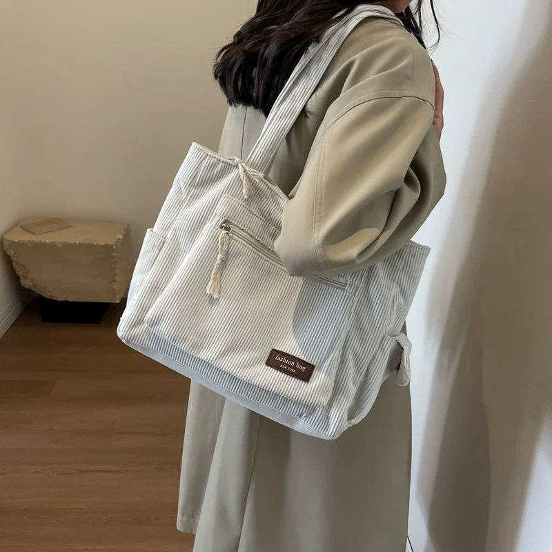 Large Capacity Unisex Tote Bag with Coin Purse, College Style Middle School Student Schoolbag Casual Bag Crossbody Shoulder Bag