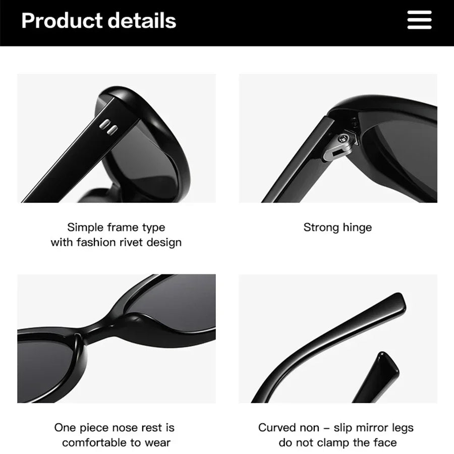 JNPCXI Oval Sunglasses Women Luxury Brand Designer Vintage Small Oval Sun Glasses Retro Men Rivets Sun Glasses Oculus