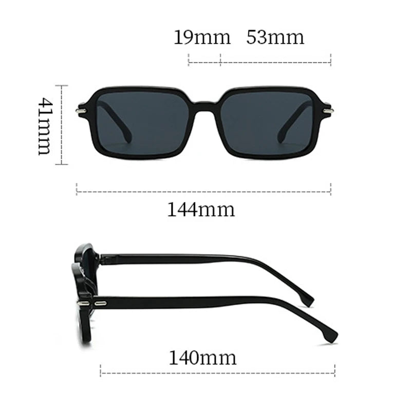 JNPCXI New Fashion Rectangle Women Square Sunglasses Retro Rivets Men Trending Green Shades UV400 Sun Glasses