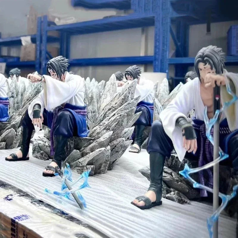 7in NARUTO Uchiha Sasuke Mantra Seal Action Figure Sitting Pose PVC Model Statue
