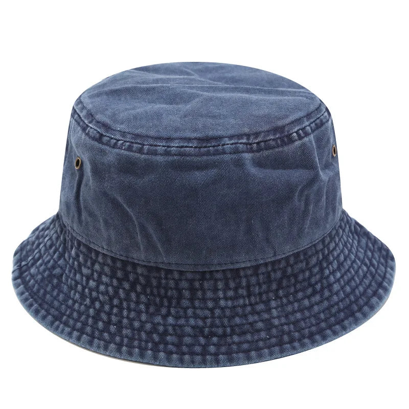 Fisherman Hat Vintage Denim Bucket Hats Outdoor Unisex Washed Cotton Panama Hats