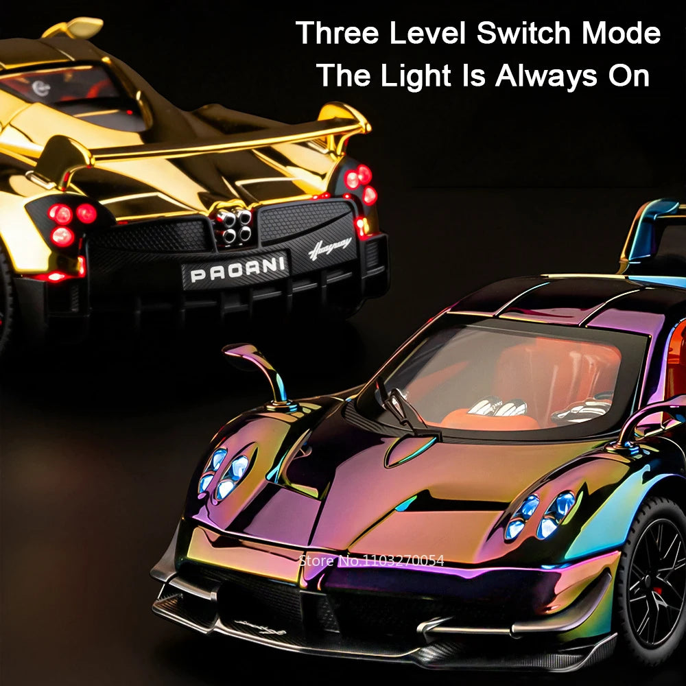 1:24 PAGANI Huayra Dinastia Alloy Diecast Model Miniature Toys Car Doors Opened Sound Light Pull Back Vehices Boy Birthday Gifts