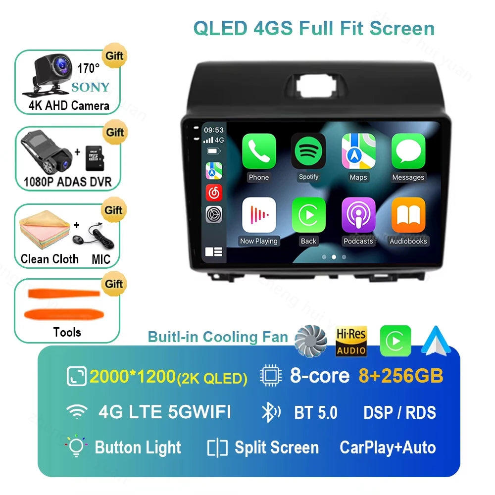 For Kia Ray 2011-2017 2K 12+256 QLED Android 15 CarPlay Car Radio Multimedia Video Player GPS stereo Head Unit 4G WIFI DSP RDS
