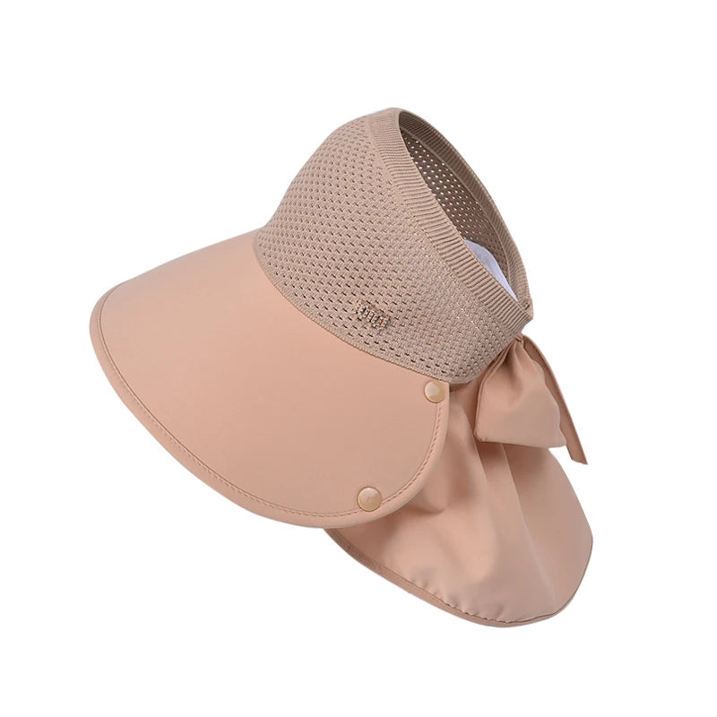 8487Summer large brimmed sun hat women's outdoor outing sun hat removable shawl neck protector empty fisherman hat