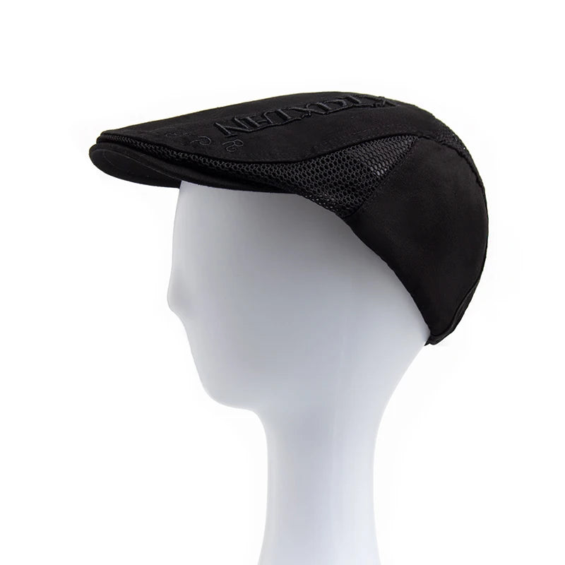 Summer Beret Men Letter Embroidery Mesh Cap Cotton Sun Visor Flat Hat Vintage Fashion Berets Newsboy Caps For Casual Adjustable