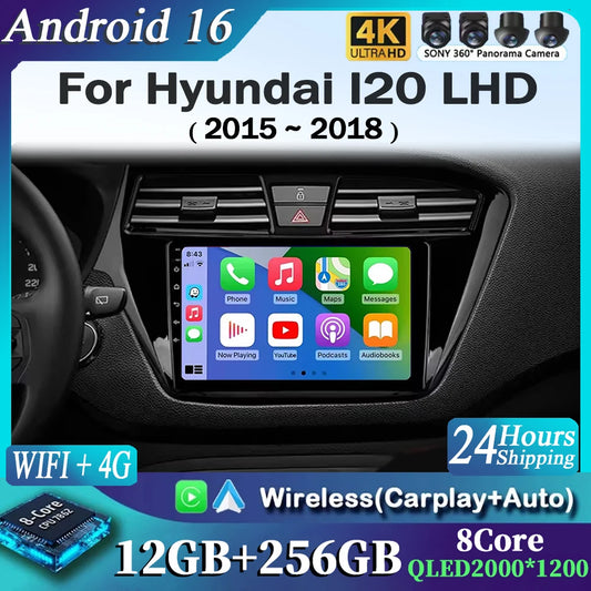Android 15 For Hyundai I20 LHD 2015 2016 2017 2018 Car Radio Car Multimedia Player Stereo GPS Navigation WIFI 4G BT NO 2 Din DVD
