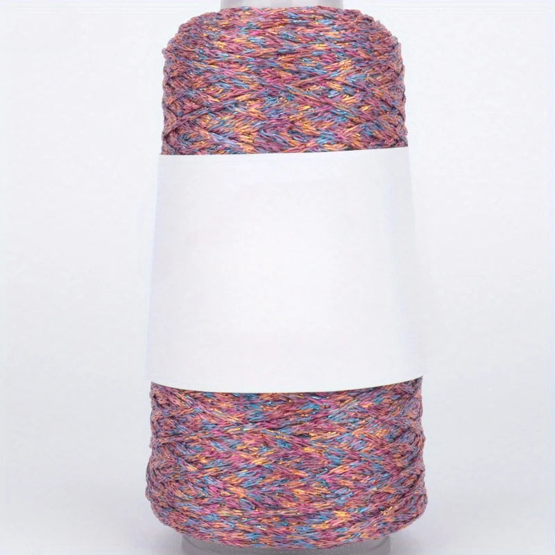 Mixed Color Shiny Yarn Skein, Polyester Crochet Thread for DIY Hand Knitting, Handmade Bags, Hats, Holiday Gifts Dolls Crafting