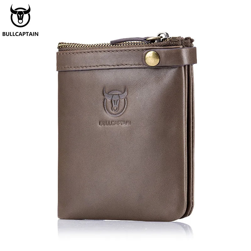 BULLCAPTAIN2022 Vertical Men's Leather Coin Purse High Quality Zipper Organizer RFID Function ID Holder Men's Wallet 058 S