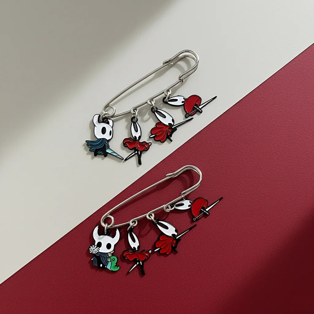 Hollow Knight Silksong 6.5cm Large Safety Pin Cartoon Enamel Brooch Badge Fashion Jewelry for Autumn Winter Coat Accessory