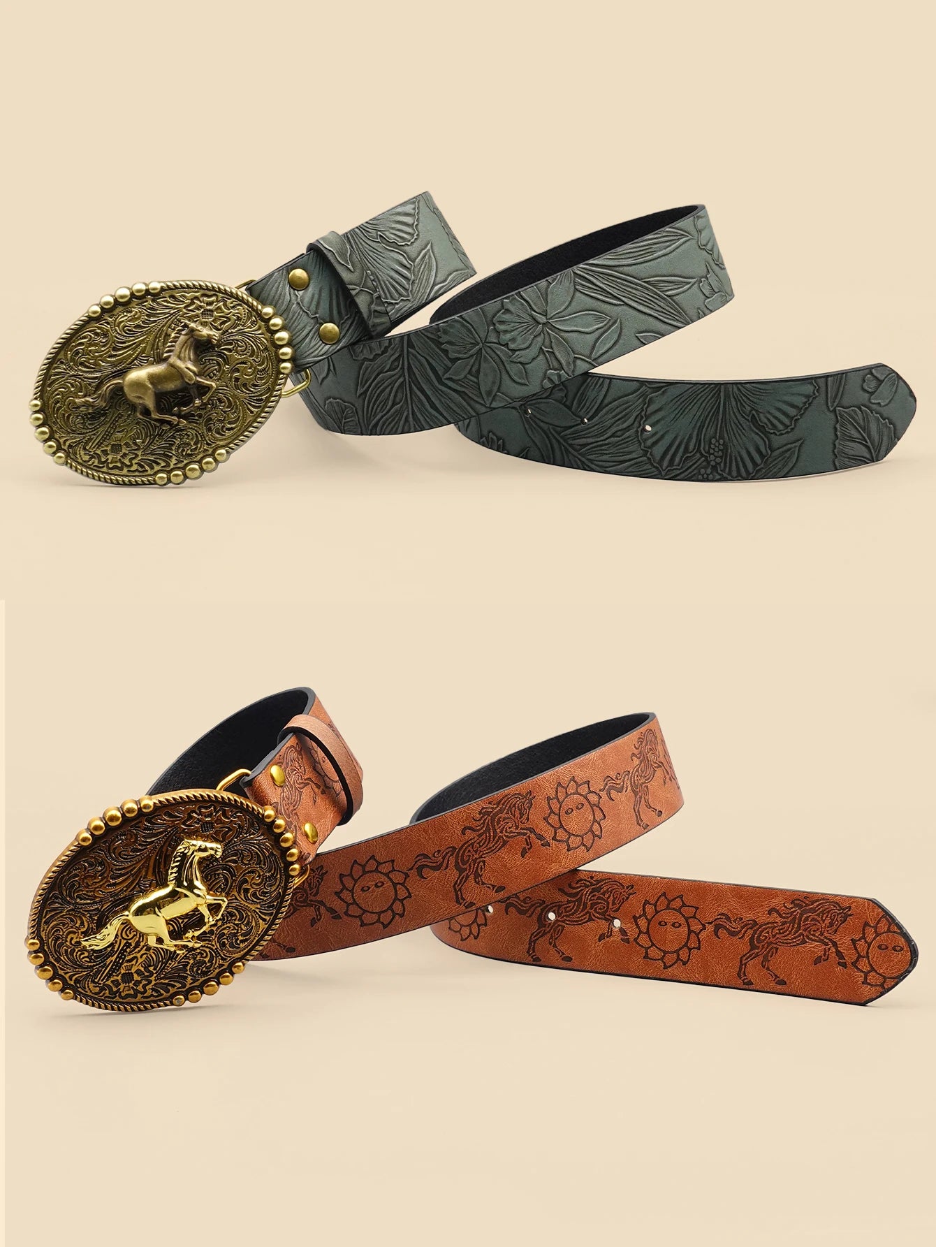 Vintage Cowboy Style Belt, Women's Fashion Casual Belt, Retro Printed Leather Belt, Suitable for Daily, Commuting, College Style