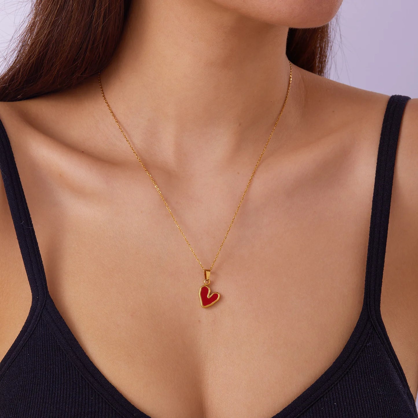 Stainless Steel Love Heart Pendant Necklace For Women Gold Color Fashion Neck Chain Female Choker Collar Jewelry Birthday Gifts