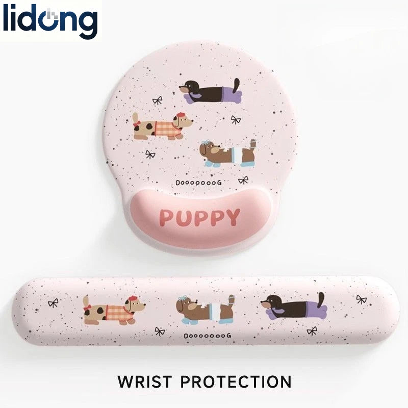 Cartoon Wrist Rest Mouse Pad Memory Foam Keyboard Wrist Support Anti Slip Ergonomic Mousepad for Office Gaming PC Computer Desk